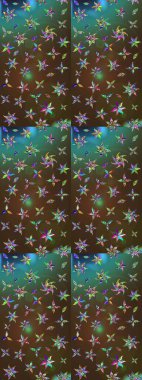 Küçük çiçekteki sevimli çiçek deseni. Kahverengi ve yeşil renkte çiçekler.