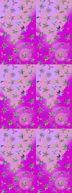 Tarafsız ve morumsu renklerde nötr ve mor papatya deseni. Raster illüstrasyonu. Nötr ve morumsu renklerde.