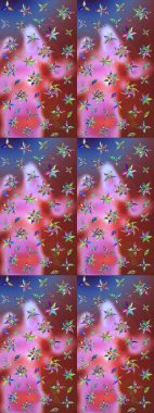 Çizim çiçek deseni duvar kâğıdı olarak kullanılabilir. Kahverengi ve pembe renkli çiçekler. Raster illüstrasyonu.