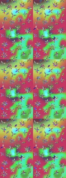 Üzerinde gelincikler ve vadi zambakları olan renkli çiçek desenli nakış deseni. Tekstil tasarımı için geleneksel Raster çiçek buketi yeşil ve pembe renkler.