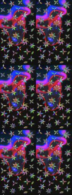 Klasik çiçekler. El çizimi, soyut ve süslü elementler. Yaz çiçekleri teması. Gri ve mavi renkler. Suluboya resim taklit Raster illüstrasyonu.