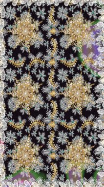 Çiçek desenli altın metal. Kusursuz altın desen. Raster altın çiçek süsü brokar kumaş ve cam desenli. Altın elementli gri ve nötr renkler.