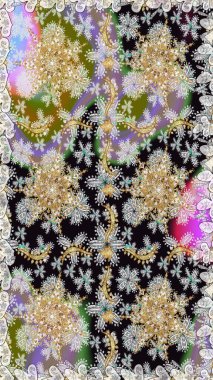 Antika altın tekrarlanabilir duvar kağıdı. Damask arkaplanı tekerrür ediyor. Gri ve nötr renklerde altın element. Barok tarzında altın çiçek süsü..