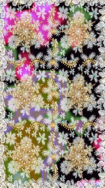 Tarafsız ve gri renklerde altın bir element. Altın çiçekli, pürüzsüz desen. Damask arkaplanı. Barok tarzında altın çiçekli süs..