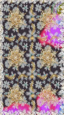 Barok tarzında kusursuz bir doğulu süsü. Raster geleneksel altın pürüzsüz desen gri ve kahverengi renkler.