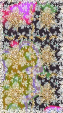 Çizgi sanatı tasarım şablonu için kusursuz sınır. Davetiyeler, kartlar, web sayfası için Raster illüstrasyon. Gri ve nötr renklerde altın element. Doğu tarzı element. Altın çizgili çiçek dekoru.