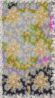 Antika altın tekrarlanabilir duvar kağıdı. Barok tarzında altın çiçekli süs. Damask pürüzsüz yineleme kalıbı. Gri ve nötr renkler üzerine altın element.