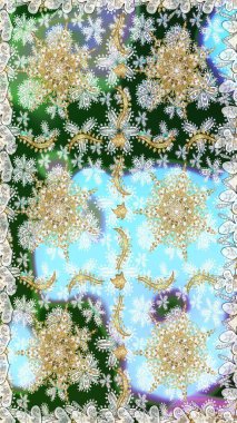 Dekoratif simetri arabesk. Kusursuz ortaçağ çiçek deseni. Doğum günü kartı, davetiye ya da afiş için iyidir. Raster illüstrasyonu. Tarafsız ve mavi renklerde altın.