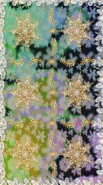 Gri ve nötr renklerde altın desenler ve altın elementler. Raster oryantal süs. Geleneksel klasik altın desen. Barok tarzında kusursuz bir doğulu süsü..