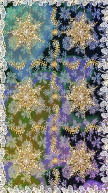 Noel, kar tanesi, yeni yıl 2019. Gri ve nötr renklerde altın elementlerle kusursuz klasik desen.