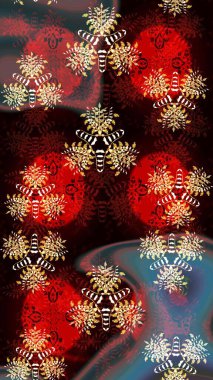 Çiçek kırmızısı ve siyah eskiz deseni. Klasik taslak çizimi. Raster çiçek izi..