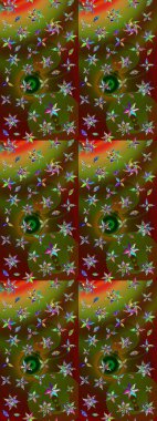 Çiçekli karalama şeklinde Raster çiçek deseni. Nazikçe, güzel çiçek arkaplanı. Kahverengi ve yeşil renkte çiçekler.