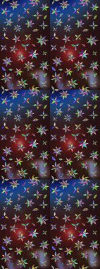 Çiçekli ipek eşarp. El çizimi çiçek unsurları olan soyut çizim raster deseni. 1950-1960 motifleri. Retro tekstil tasarım koleksiyonu. Kahverengi ve mavi üzerine kahverengi ve mavi.