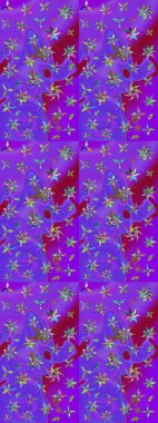 Çizim çiçek deseni duvar kâğıdı olarak kullanılabilir. Mor ve mor renkli çiçekler. Raster illüstrasyonu.