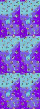 Çiçek ve yapraklı çiçek deseni. Küçük çiçekli şirin bir desen. Raster illüstrasyonu.