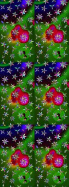 Soyut etnik raster çizim kalıbı. Kabile sanatı boho baskısı, klasik çiçek arkaplanı. Arkaplan dokusu, duvar kağıdı, yeşil ve mavi renkli çiçek teması.