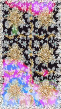 Gri ve nötr renklerde altın element. Çizgi sanatı tasarım şablonu için kusursuz sınır. Altın desenli çiçek dekoru. Doğu tarzı element. Davetiyeler, kartlar, web sayfası için Raster illüstrasyonu.