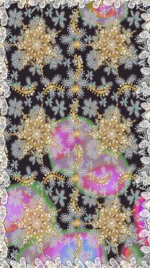 Barok tarzında kusursuz bir doğulu süsü. Gri ve nötr renkler üzerine geleneksel altın pürüzsüz desen.