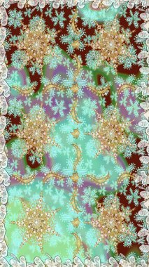 Tarafsız ve altın elementli yeşil renklerde altın desen. Barok tarzında kusursuz bir doğulu süsü. Geleneksel klasik altın desen. Raster doğulu süsü.