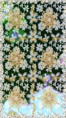 Gri ve nötr renklerde altın desenli altın elementler. Raster illüstrasyonu. Tekrarlayan elementlerle soyut arkaplan oluşturun. Kusursuz, klasik altın desen..