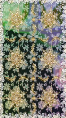 Gri ve nötr renklerde ve altın elementlerle kusursuz klasik desen. Noel, kar tanesi, yeni yıl 2019.