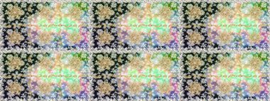 El yapımı dekoratif çerçeve, albüm kapağı, tebrik kartı, klasik Art deco tarzı. Raster soyut çiçek çelengi altın karalama fantezi yaprakları ve tarafsız ve gri renkte çiçek.