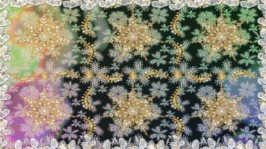 Kusursuz altın desen. Gri ve nötr renklerde altın elementlerle kusursuz desen. Raster doğulu süsü.