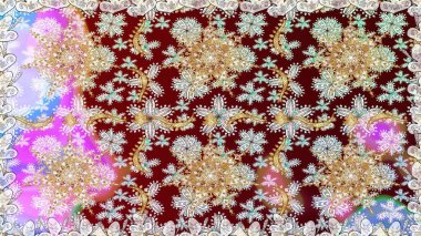 Davetiyeler, kartlar, web sayfası için Raster illüstrasyon. Doğu tarzı element. Tarafsız ve kahverengi renklerde altın element. Altın desenli çiçek dekoru. Çizgi sanatı tasarım şablonu için sınırsız sınır.