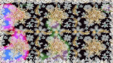 Kusursuz kıvırcık saçlar. Doğulu stili, altın elementli gri ve siyah renkli altın desenli arabesk yapar. Raster altın desen.