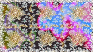 Barok tarzında kusursuz bir doğulu süsü. Gri ve nötr renklerde altın elementlerle geleneksel klasik altın raster deseni.