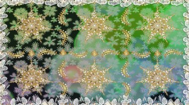 Kusursuz oryantal klasik altın desen. Gri ve nötr renklerde altın tekrarlayan elementler içeren Raster soyut arkaplanı.