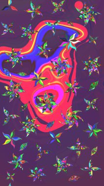 Raster çiçek desenleri çiziyor. Mor ve mor renkli vadilerin çiçekleri.