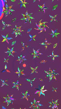 Küçük çiçekteki sevimli çiçek deseni. Mor ve yeşil renkte çiçekler.