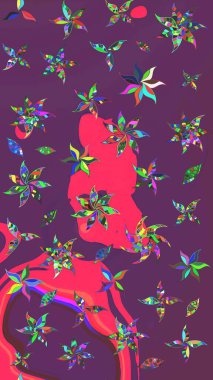 Mor ve pembe renkli güzel bir tekstil. Suluboya çiçekli çiçek deseni. Raster illüstrasyonu.