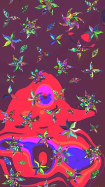 Çiçekli yumuşak bir eskiz şekli. Raster çiçekleri klasik tarzda çizilmiş. Yumuşak, bahar çiçekleri kahverengi ve pembe renklerde. Raster illüstrasyonu.