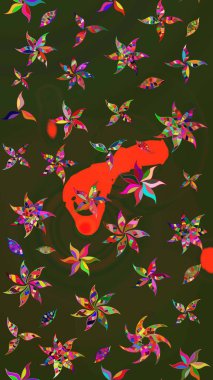 Nazik, sevimli çiçek arkaplanı. Çiçekli karalama şeklinde Raster çiçek deseni. Yeşil ve gri renkte çiçekler.