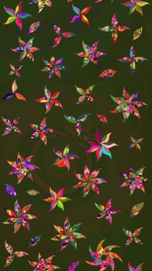 Çiçek deseni. Yeşil ve gri renkte çiçek çizimi. Raster illüstrasyonu. Yeşil ve gri renkli çiçekler. Şatafatlı bahar bahçesi dokusu.