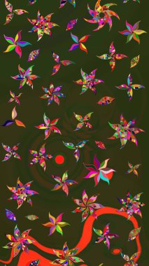 Bahar mevsimi. Yeşil ve gri renkli çiçekler. Tatil havası. Raster güzel bir çiçek deseni çizmiş. Nazik romantik baskı.