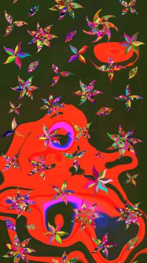 Taslak dekoratif arka plan, çiçek mandala. Yeşil ve gri renklerde. Çiçek. Raster illüstrasyonu.