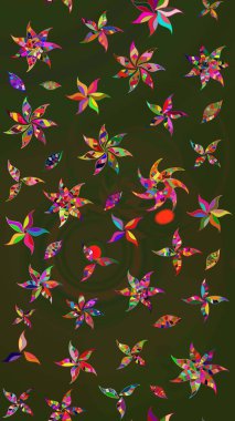 Renkli çizim kalıbı. Yeşil ve gri renkli şirin tekstil tarzında. Çiçek arkaplan. Çiçek duvar kâğıdı. Raster illüstrasyonu.