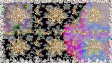 Noel, kar tanesi, yeni yıl. Gri ve nötr renklerde altın desenli altın elementler. Gri ve nötr renklerde altın elementlerle kusursuz klasik desen.