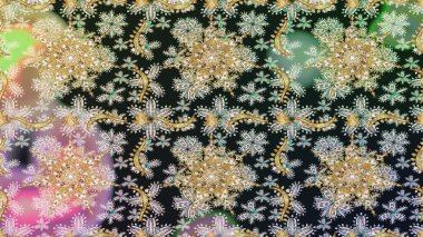 Damask arkaplanı tekerrür ediyor. Gri ve nötr renklerde altın element. Antika altın tekrarlanabilir duvar kağıdı. Barok tarzında altın çiçek süsü..