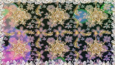 Gri ve nötr renklerdeki altın element. Barok tarzında altın çiçekli süs. Damask arkaplanı. Altın çiçekli, pürüzsüz desen.