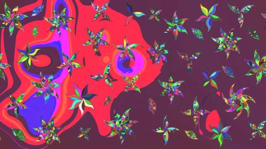 Çiçekli çiçek deseni, suluboya. Raster deseni. Süslü kumaş deseni.