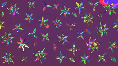 Çizim çiçek deseni duvar kâğıdı olarak kullanılabilir. Raster illüstrasyonu. Mor ve yeşil renkte çiçekler.