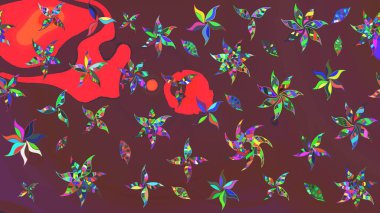 Kıvırcık, parlak örgü. Eski moda arka plan. Raster illüstrasyonu. Çiçek çelengi. Desen, çizim, çiçek sınırı. Güzel, pürüzsüz kumaş, tuval..