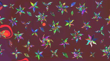 Kahverengi ve yeşil renkli çiçekler. Düz Çiçek Elementleri Tasarımı. Çiçekli eskiz çizimi. Renkli Yaz Teması çizim şablonu.