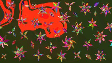 Raster illüstrasyonu. Küçük çaplı çiçeklerdeki basit şirin desenler. Tekstil veya kitap kapakları, imalat, duvar kağıtları, baskı, hediye paketi ve yapıştırma kitabı için çiçek eskiz geçmişi.