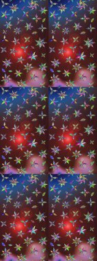 Kahverengi ve mor renklerde karalamalar çizilmiş çiçek deseni. Raster illüstrasyonu.