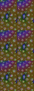 Yeşil ve kahverengi renkli çiçekler. Düz Çiçek Elementleri Tasarımı. Çiçekli çiçek deseni, suluboya. Renkli Bahar Teması eskiz kalıbı. Raster illüstrasyonu.